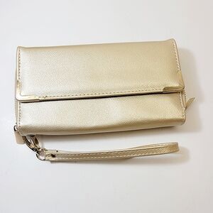 Charlotte Russe Gold Clutch, Wristlet Two-Compartment